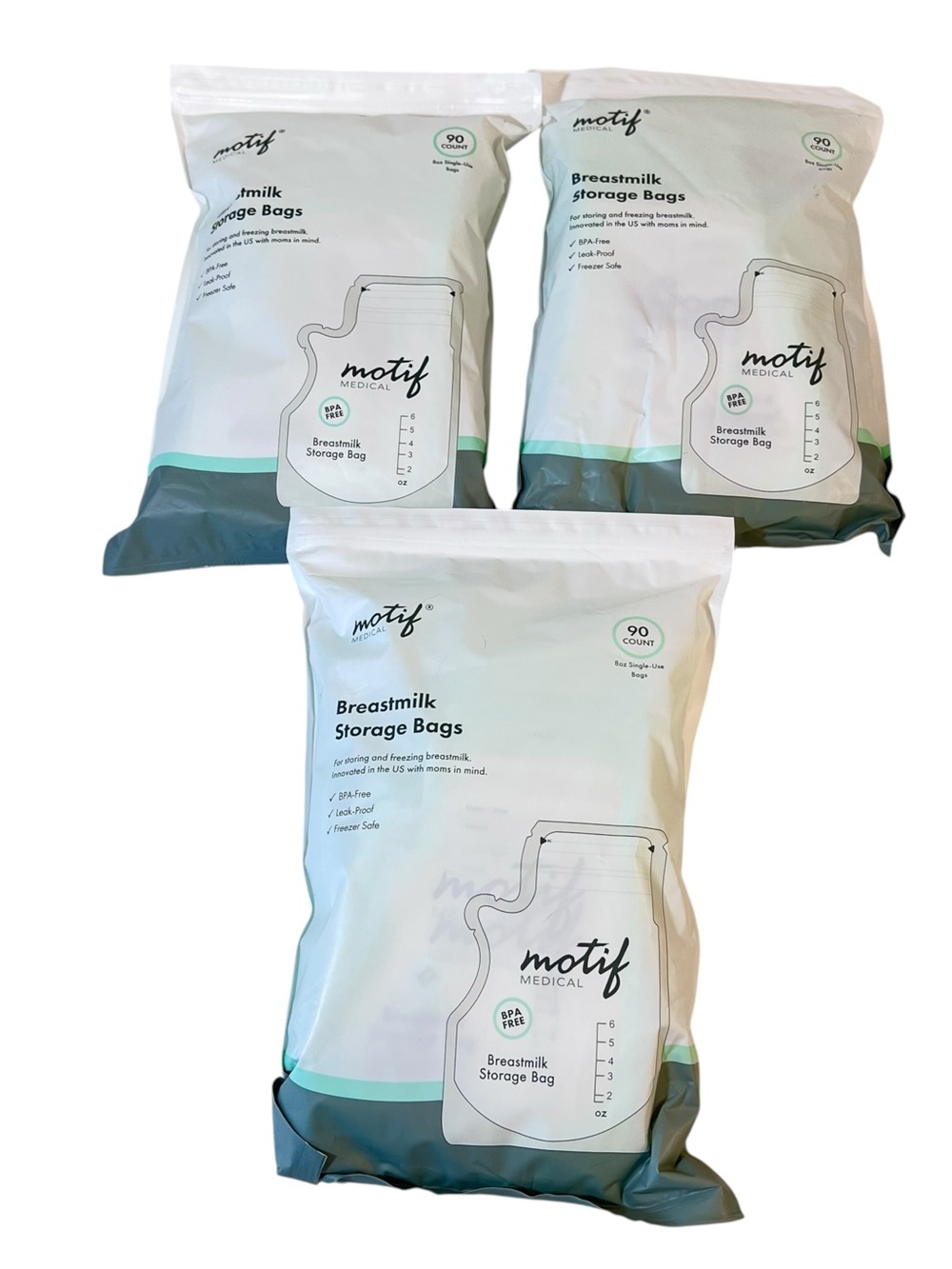 Motif Breastmilk Storage Bags - Lot of 3 (90 Count Each) New Factory Sealed